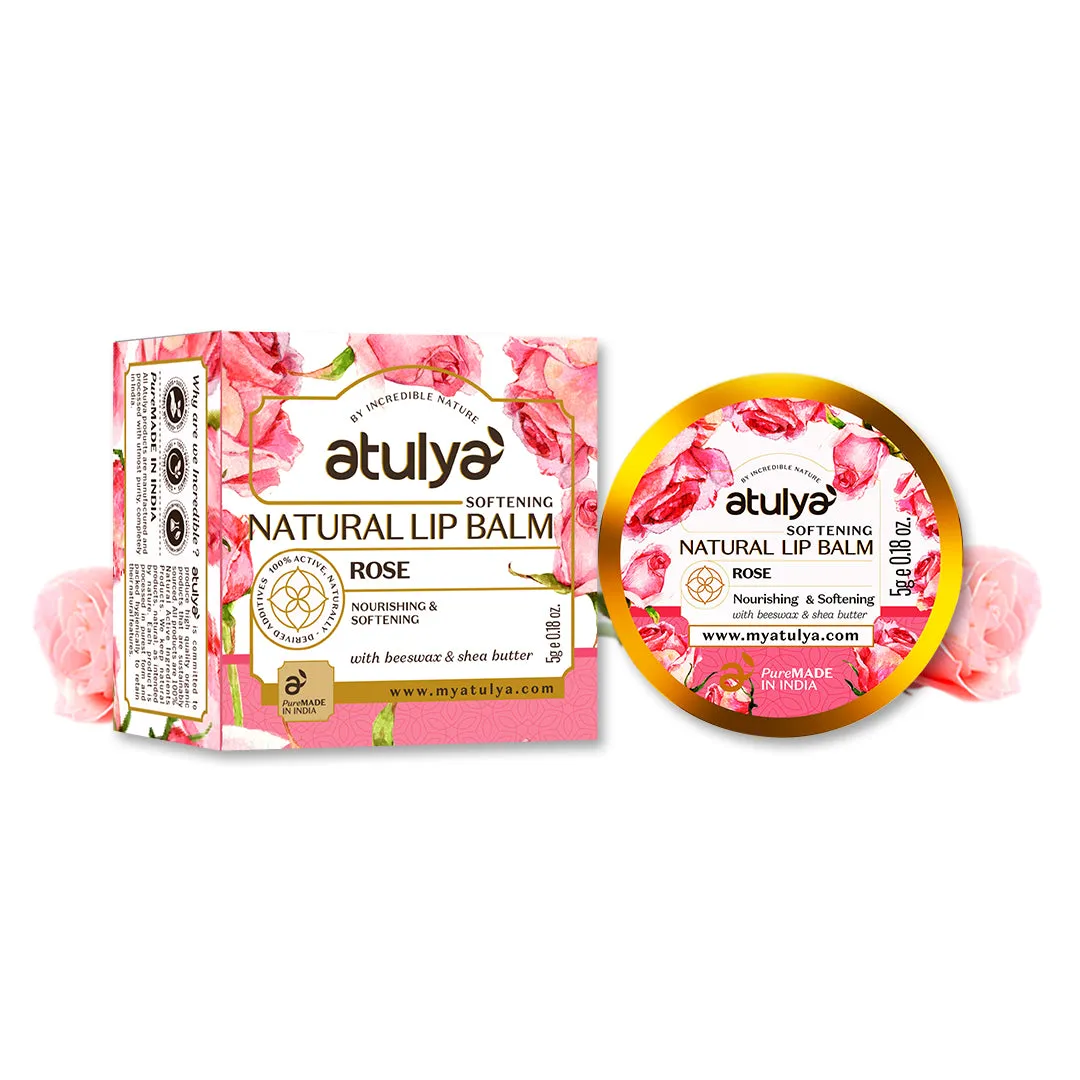 atulya Rose Natural Lip Balm with Bees Wax & Honey 5 Gm