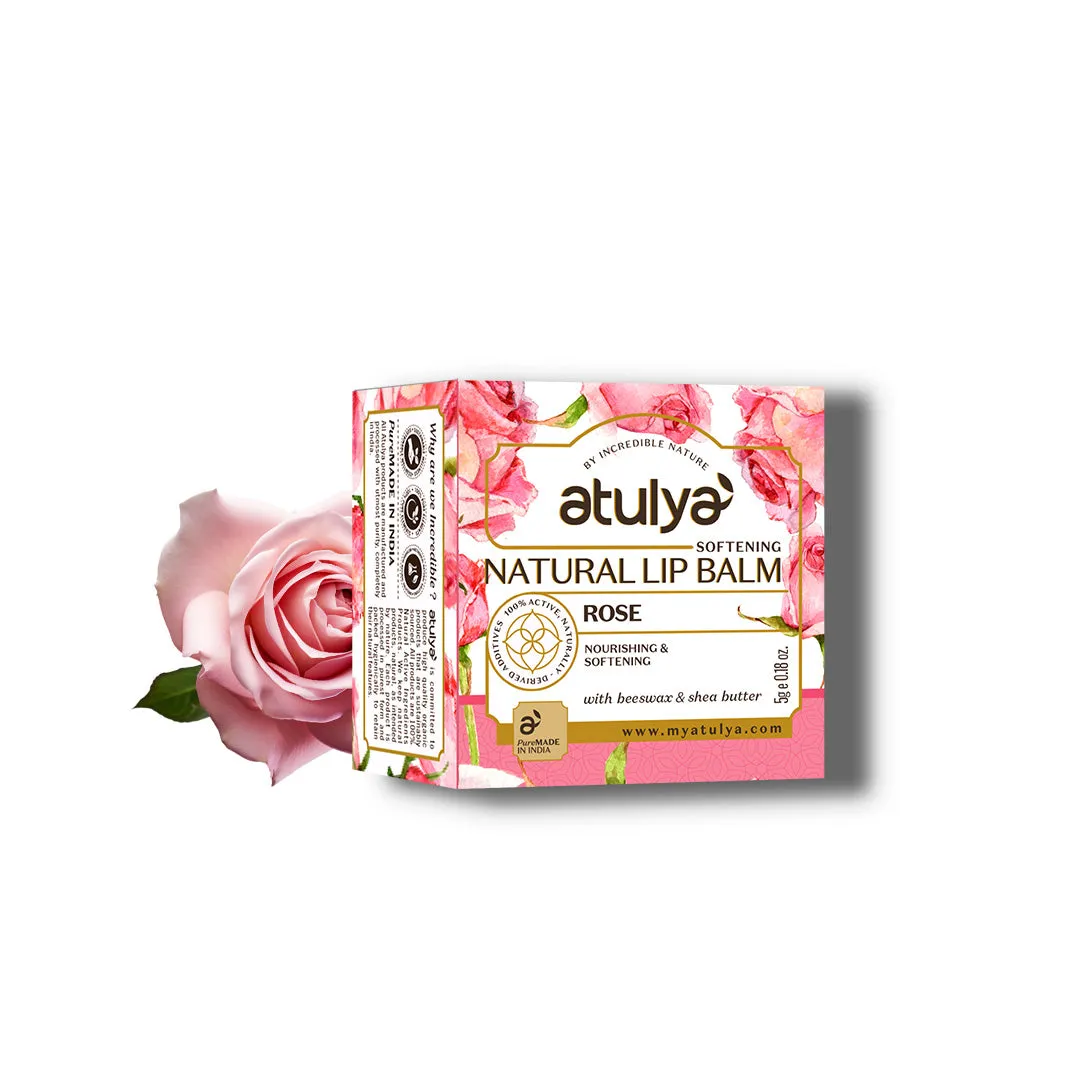 atulya Rose Natural Lip Balm with Bees Wax & Honey 5 Gm