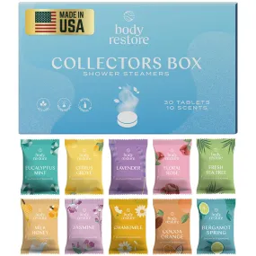 Body Restore Shower Steamers Aromatherapy 30 Pack - Relaxation Birthday Gifts for Women and Men, Travel Essentials, Stress Relief and Self Care - Collector's Box