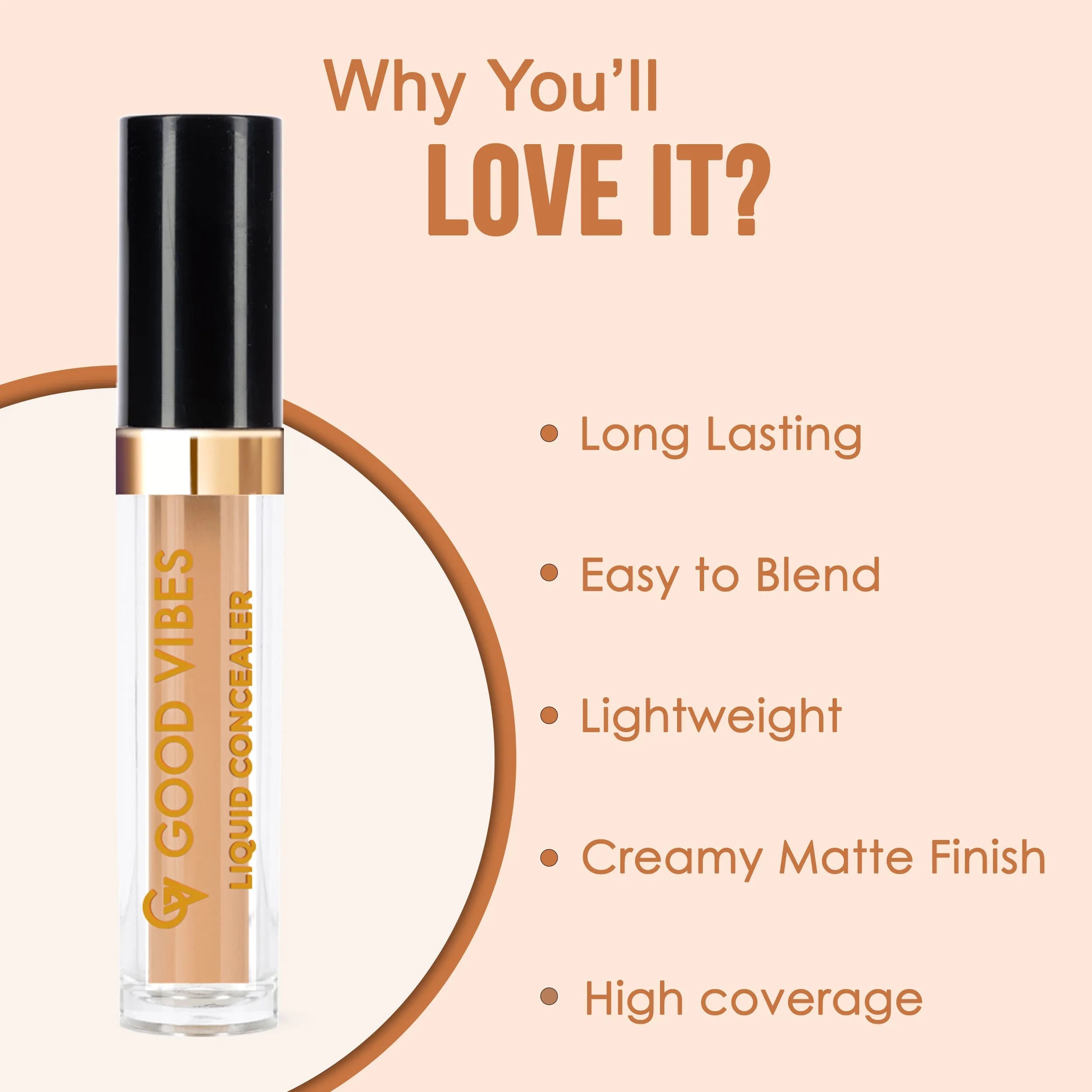 Good Vibes HydraGlow Liquid Concealer- Hazelnut 45 (4.8ml)