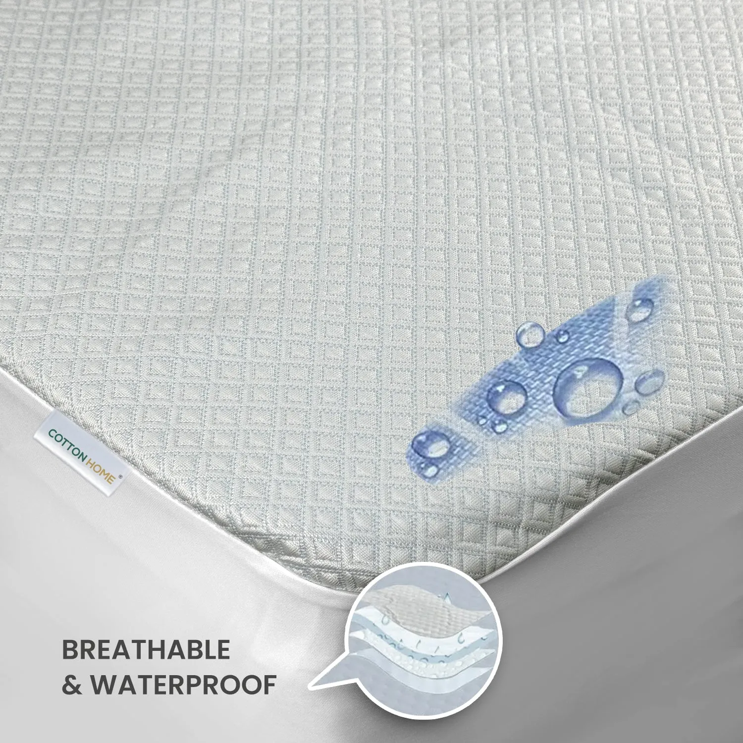 Premium Cooling Mattress Protector 100x200 35CM | Breathable & Waterproof by Cotton Home