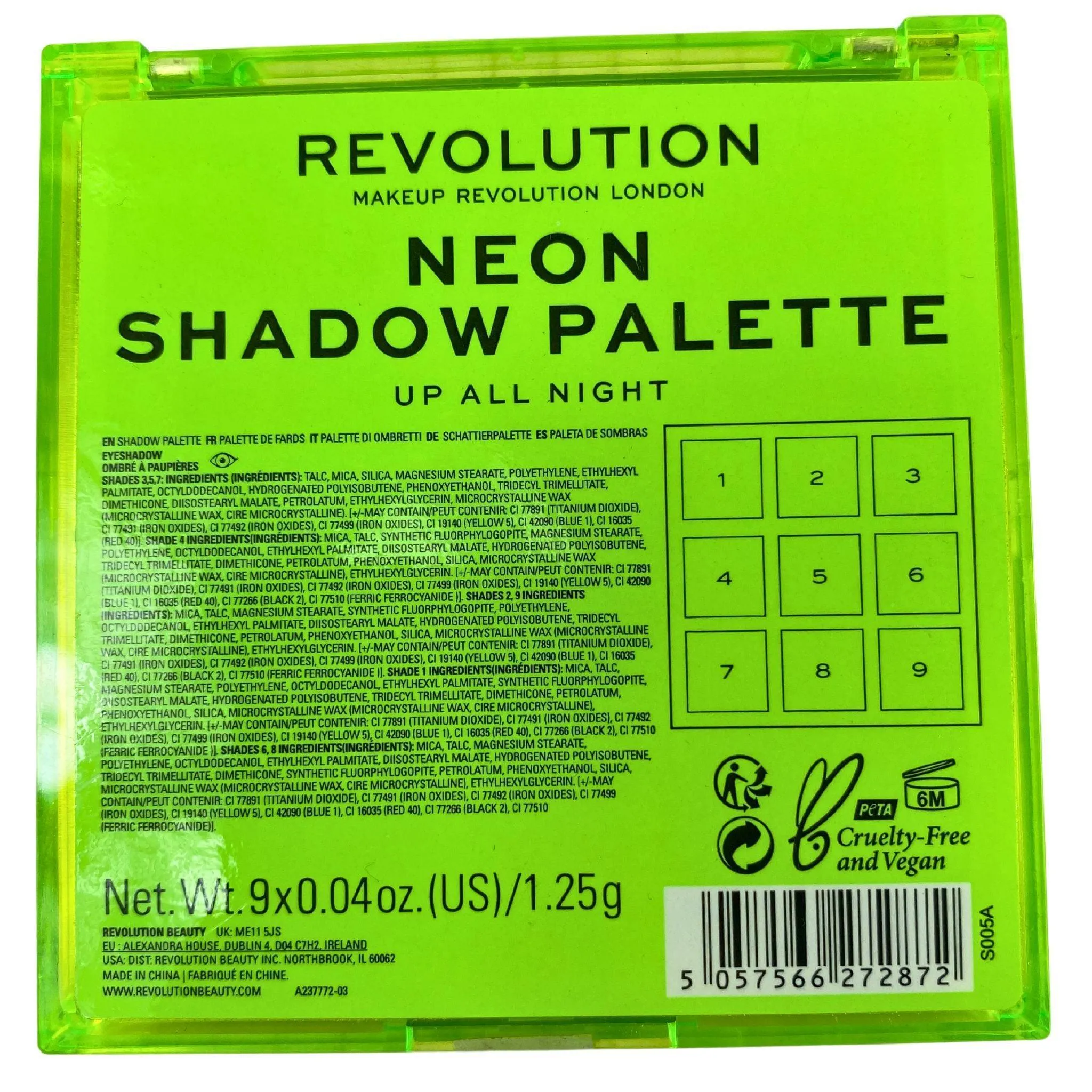 Revolution Makeup Revolution London Neon Shadow Palette Up All Night 9x0.04OZ (50 Pcs Lot)