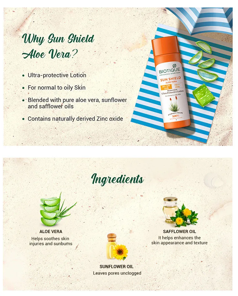 SUN SHIELD ALOE VERA 75 SPF Sunscreen Lotion 190ml