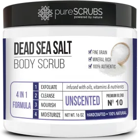 Unscented Body Scrub / Dead Sea Salt / Premium Blend #10