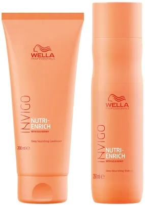 Wella Professionals INVIGO Nutri Enrich Deep Nourishing Shampoo 250ml and Conditioner 200ml duo for Dry And Damaged Hair